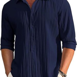 CB-COLEBROOK Men's Casual Button Down Shirts Long Sleeve Linen Shirt Fashion Textured Beach Summer Shirts| Men Stylish Shirt | Men Fancy (Available in Plus Size)